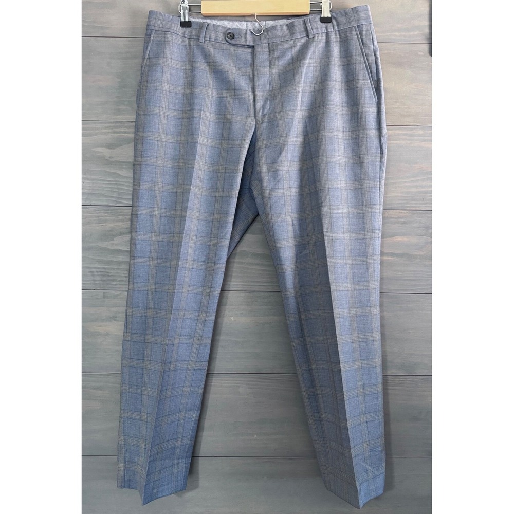 Ballin Comfort-EZE Super 110's‎ Wool Dress Pants Mens Size 38 Plaid Trouser